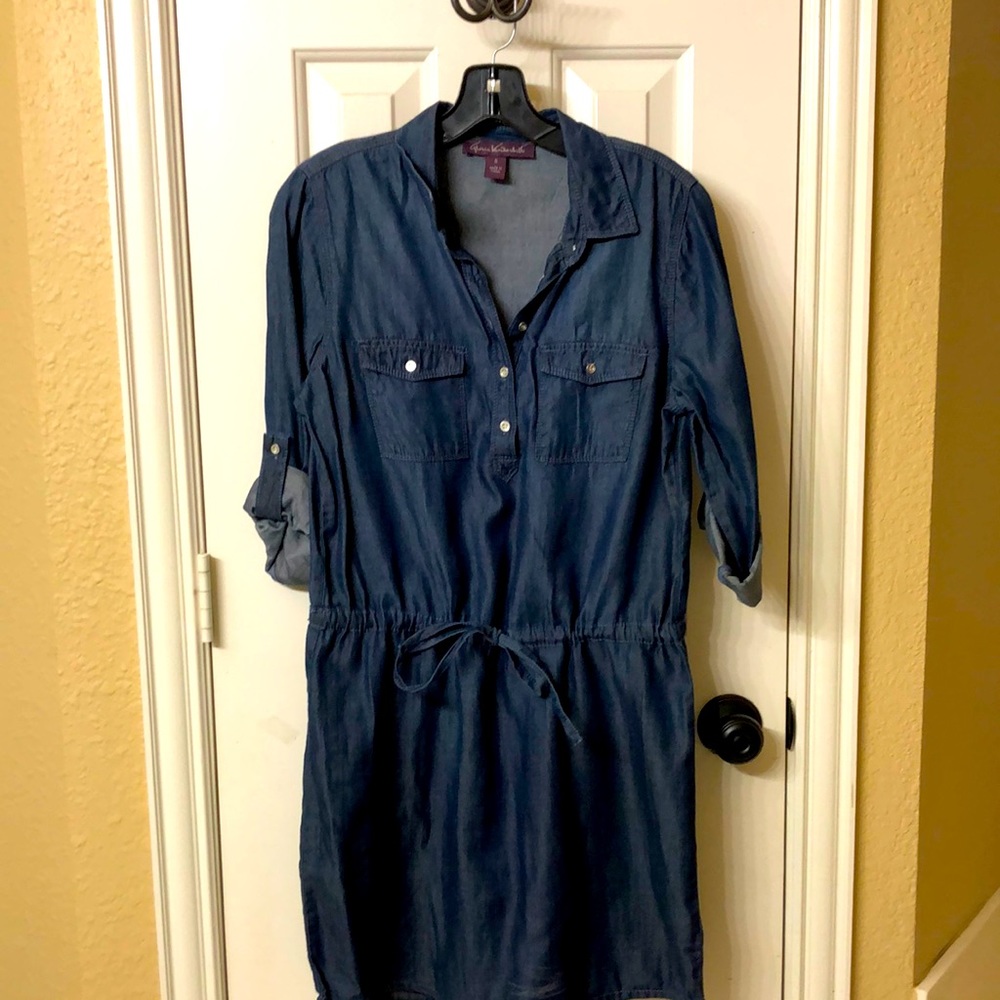 Blue Jean drawstring shirt dress